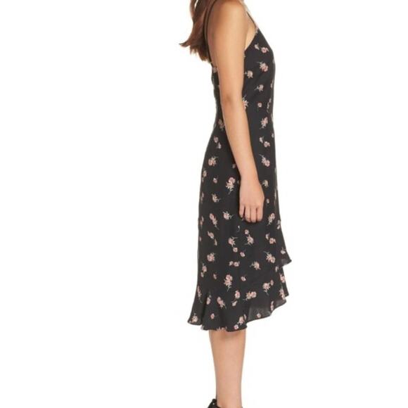 BB Dakota All Eyes On You Midi Dress size 4 NWT New Black Floral Ruffle - Picture 8 of 10
